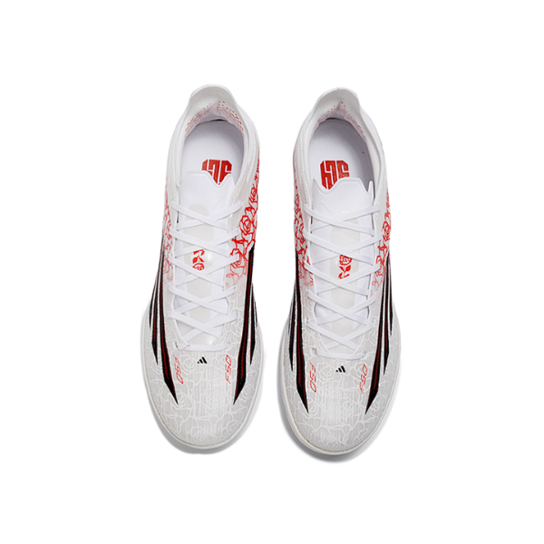 Botas de fútbol Adidas F50 Elite Lamine Yamal Pack Turf TF para niños, color blanco