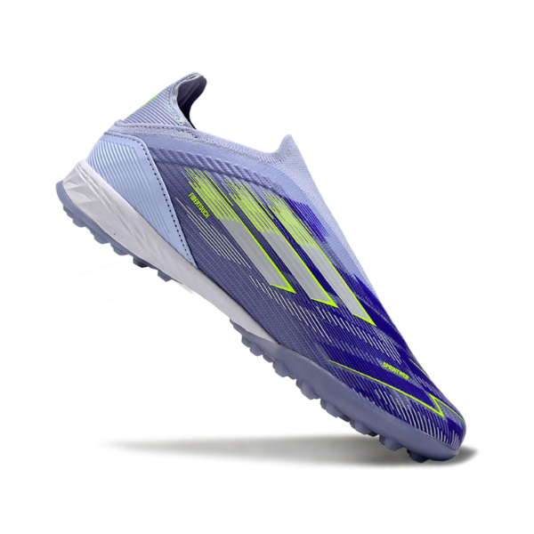 Botas de fútbol Adidas F50 Elite Laceless Sparkfusion Purple Turf TF para niños