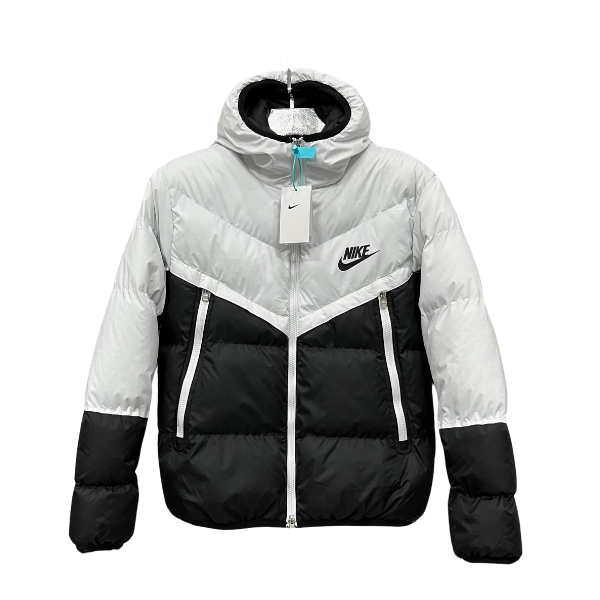 Nike White and Black Puffer Jacket 