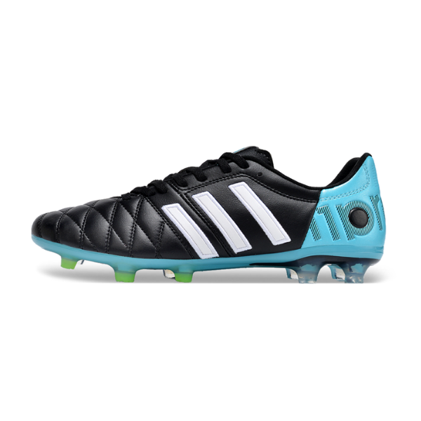 Botas de fútbol Adidas Adipure 11Pro FG para terreno firme, color negro y azul claro