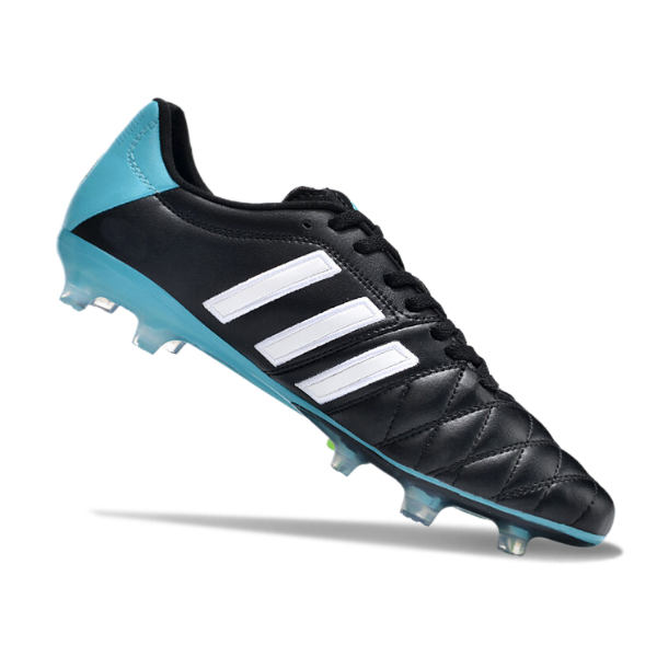 Botas de fútbol Adidas Adipure 11Pro FG para terreno firme, color negro y azul claro