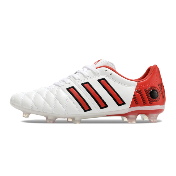 Botas de fútbol Adidas Adipure 11Pro FG para terreno firme, color blanco y rojo