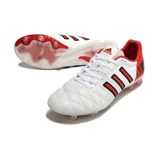 Botas de fútbol Adidas Adipure 11Pro FG para terreno firme, color blanco y rojo