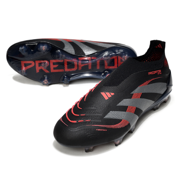 Adidas Predator 25 Elite Laceless Black and Red Firm Ground FG Football Boot