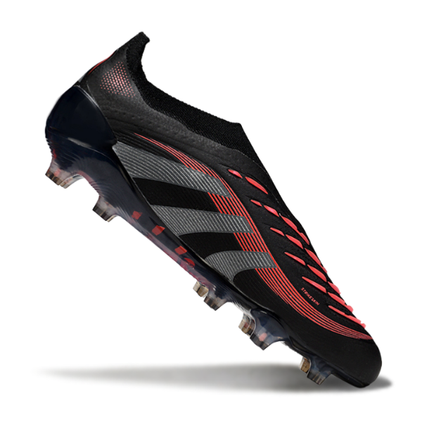 Adidas Predator 25 Elite Laceless Black and Red Firm Ground FG Football Boot