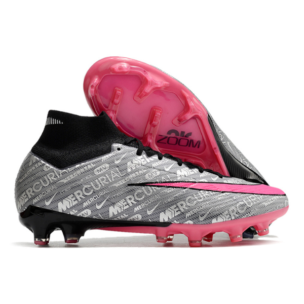 Botas de fútbol Nike Zoom Mercurial Superfly 9 Elite FG para terreno firme, color gris y rosa