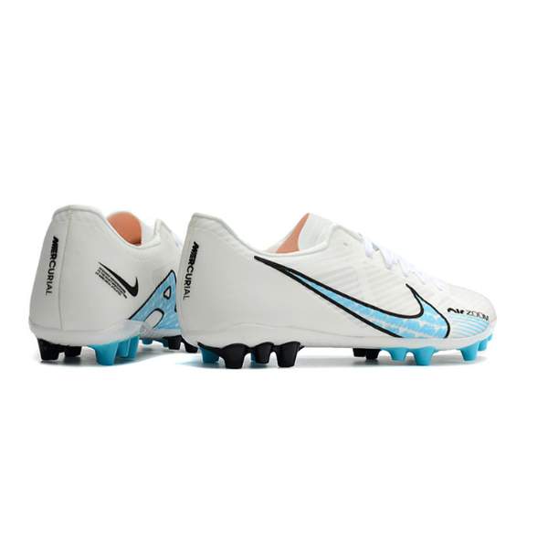 Botas de fútbol Nike Air Zoom Mercurial Vapor 15 Academy AG para césped artificial, color blanco y azul