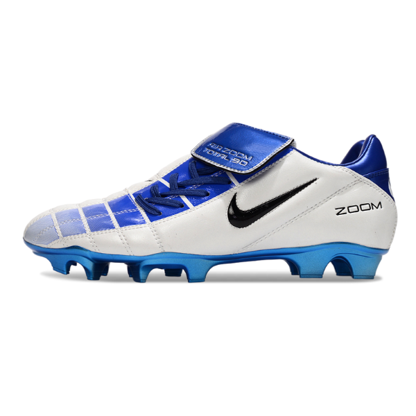 Botas de fútbol Nike Air Zoom Total 90 III para terreno firme, color blanco y azul