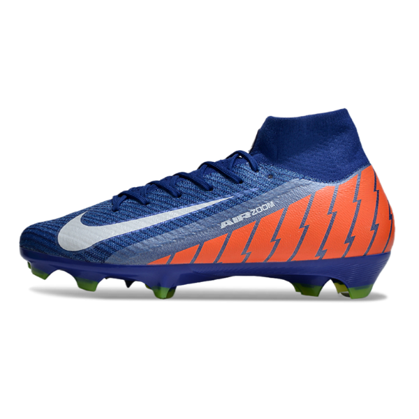 Botas de fútbol Nike Air Zoom Mercurial Superfly 10 Elite azul y naranja para terreno firme FG