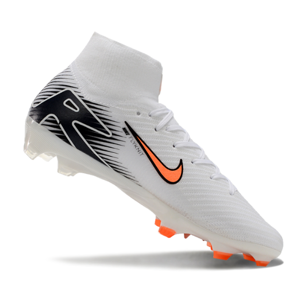 Nike Air Zoom Mercurial Superfly 10 Elite White Black and Orange Firm Ground FG Football Boot
