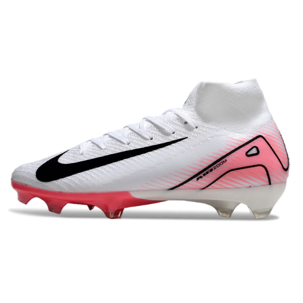 Botas de fútbol Nike Air Zoom Mercurial Superfly 10 Elite FG para terreno firme, color blanco y rosa claro