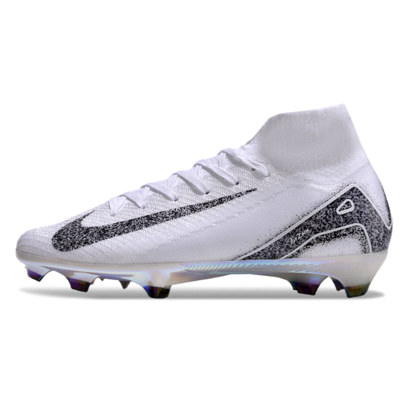 Botas de fútbol Nike Air Zoom Mercurial Superfly 10 Elite FG para terreno firme, color blanco y negro