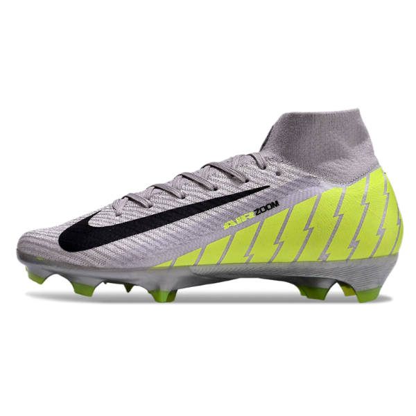 Botas de fútbol Nike Air Zoom Mercurial Superfly 10 Elite FG para terreno firme, color gris y verde