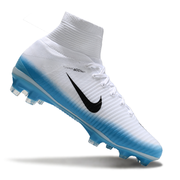 Botas de fútbol Nike Mercurial Superfly 5 Elite FG para terreno firme, color blanco y azul claro