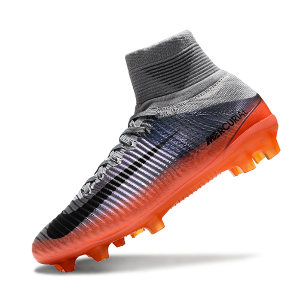 Botas de fútbol Nike Mercurial Superfly 5 Elite FG para terreno firme, color gris y naranja