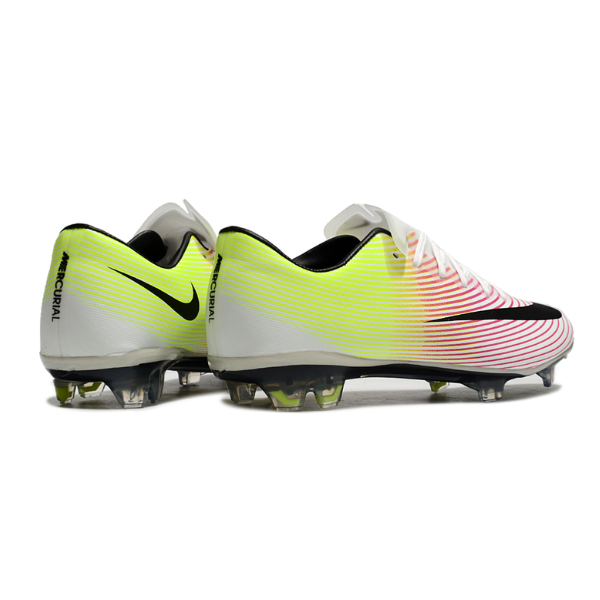 Botas de fútbol Nike Air Zoom Mercurial Vapor 10 Elite FG para terreno firme, color blanco, rojo y amarillo