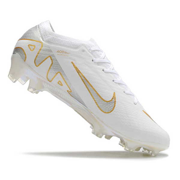 Nike Zoom Mercurial Vapor 15 Elite White Silver and Gold Firm Ground FG Football Boot
