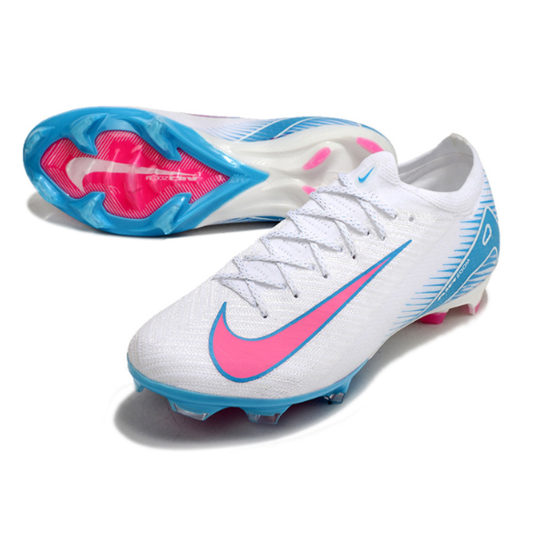 Botas de fútbol Nike Air Zoom Mercurial Vapor 16 Elite FG para terreno firme, color blanco, azul y rosa