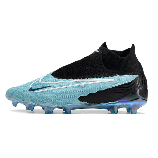 Botas de fútbol Nike Phantom GX Elite DF para terreno firme azul claro y negro FG