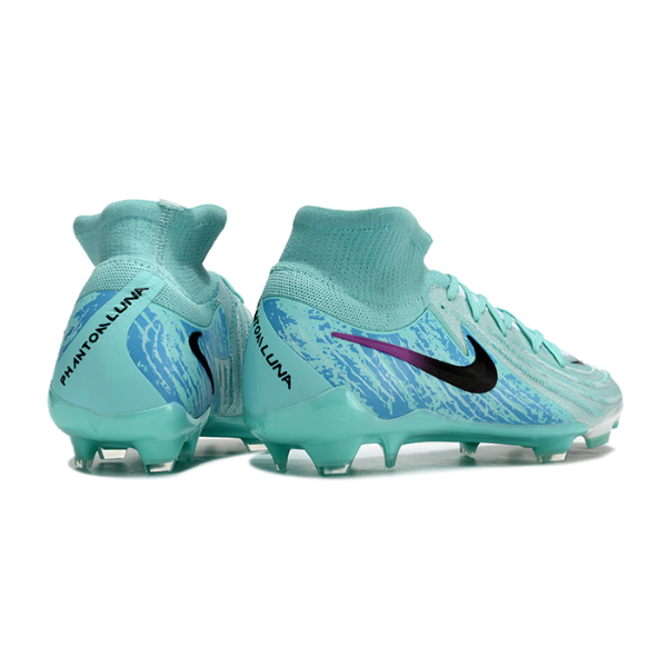 Botas de fútbol Nike Phantom Luna 2 Elite FG para terreno firme, color azul claro y negro