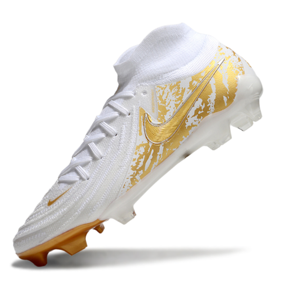 Botas de fútbol Nike Phantom Luna 2 Elite FG para terreno firme, color blanco y dorado