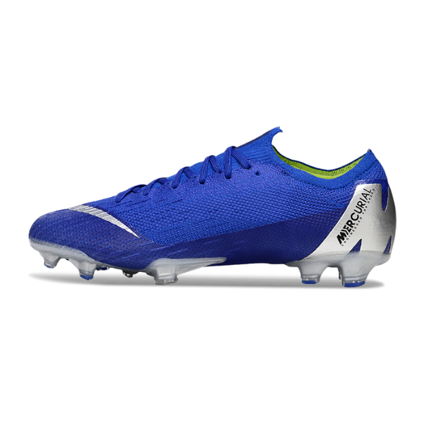 Botas de fútbol Nike Air Zoom Mercurial Vapor 12 Elite azul y plata para terreno firme FG