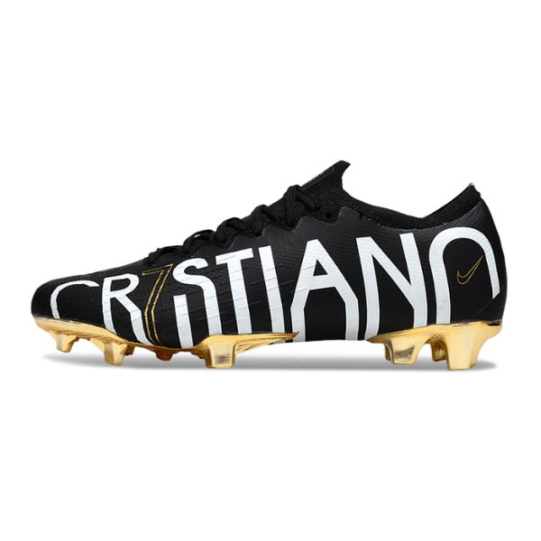 Botas de fútbol Nike Air Zoom Mercurial Vapor 12 Elite Cristiano Pack Firm Ground FG, color negro