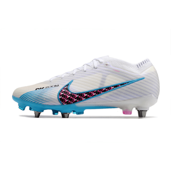 Botas de fútbol Nike Zoom Mercurial Vapor 15 Elite SG con tacos mixtos en gris, azul y rosa