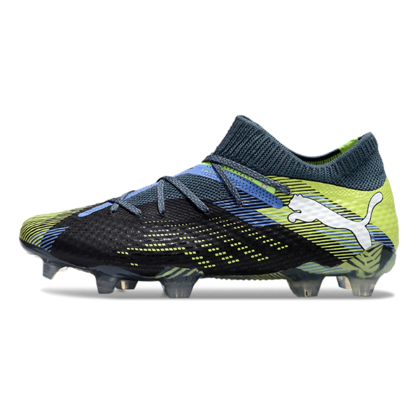 Botas de fútbol Puma Future 7 FG para terreno firme, color negro y verde