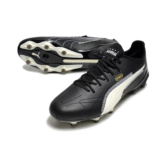 Botas de fútbol Puma King Ultimate Art of Football Pack FG para terreno firme, color blanco y negro