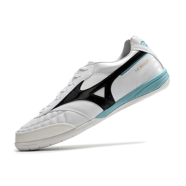 Botas de fútbol sala Mizuno Morelia Sala Japan IC en blanco, negro y azul claro