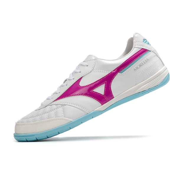 Botas de fútbol sala Mizuno Morelia Sala Japón, color blanco, rosa y azul, para interior IC