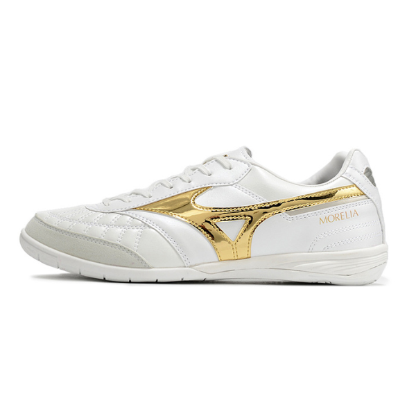 Botas de fútbol sala Mizuno Morelia Sala Japan IC en blanco y dorado
