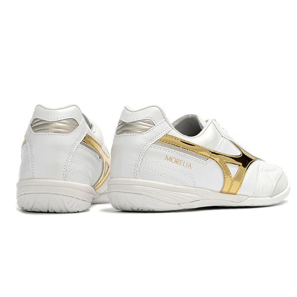 Botas de fútbol sala Mizuno Morelia Sala Japan IC en blanco y dorado