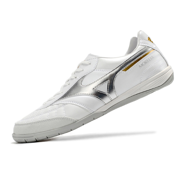 Botas de fútbol sala Mizuno Morelia Sala Japan IC blancas y plateadas