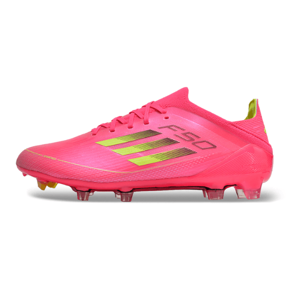 Botas de fútbol Adidas F50 Primeknit Elite FG para niños, color rosa y amarillo