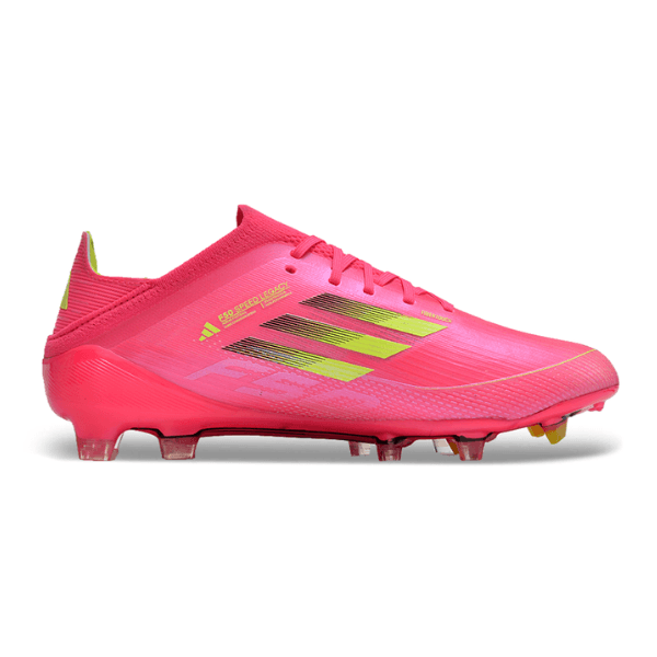 Botas de fútbol Adidas F50 Primeknit Elite FG para niños, color rosa y amarillo