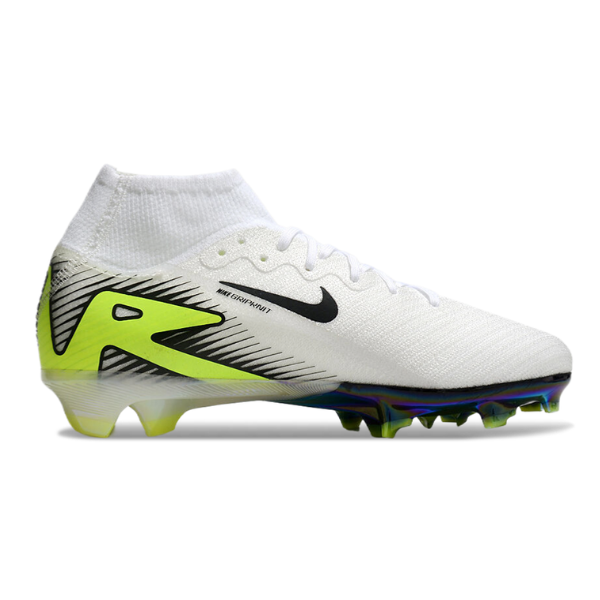 Nike Air Zoom Mercurial Superfly 10 Elite White Green and Black Firm Ground FG Kids Football Boot