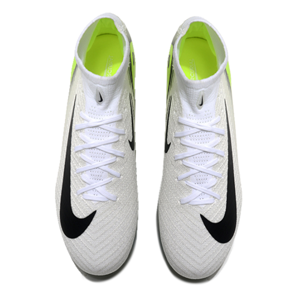 Nike Air Zoom Mercurial Superfly 10 Elite White Green and Black Firm Ground FG Kids Football Boot
