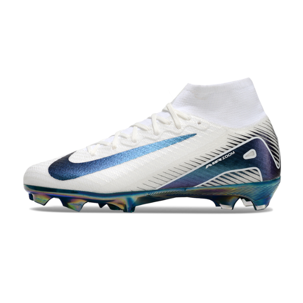 Botas de fútbol Nike Air Zoom Mercurial Superfly 10 Elite para niños, color blanco y verde, para terreno firme FG