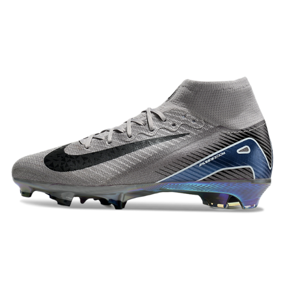 Botas de fútbol Nike Air Zoom Mercurial Superfly 10 Elite para niños, color gris y negro, para terreno firme FG