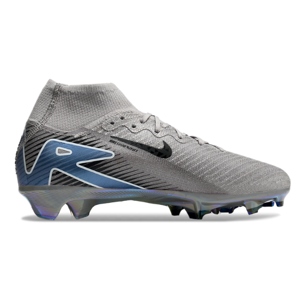 Botas de fútbol Nike Air Zoom Mercurial Superfly 10 Elite para niños, color gris y negro, para terreno firme FG