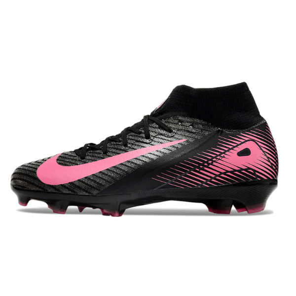 Botas de fútbol Nike Air Zoom Mercurial Superfly 10 Elite para terreno firme, color negro y rosa, para niños