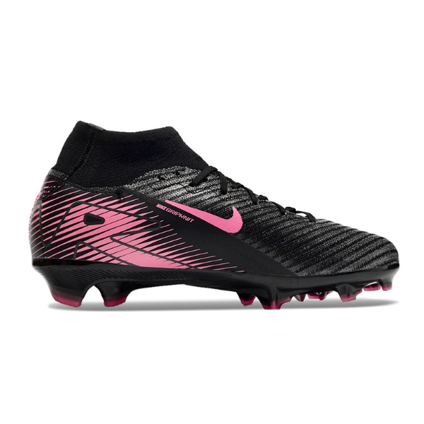 Botas de fútbol Nike Air Zoom Mercurial Superfly 10 Elite para terreno firme, color negro y rosa, para niños