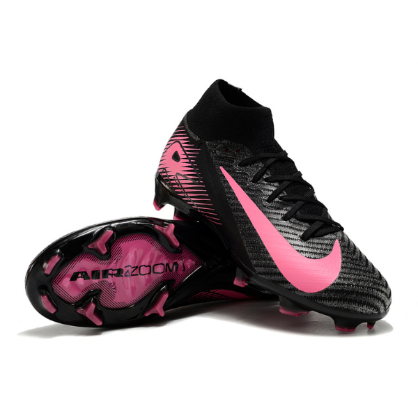 Botas de fútbol Nike Air Zoom Mercurial Superfly 10 Elite para terreno firme, color negro y rosa, para niños