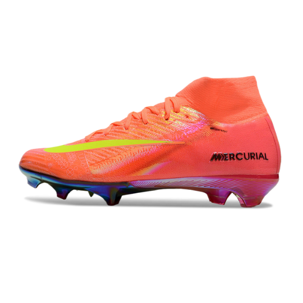 Botas de fútbol Nike Air Zoom Mercurial Superfly 10 Elite para niños, color rosa y amarillo, para terreno firme FG