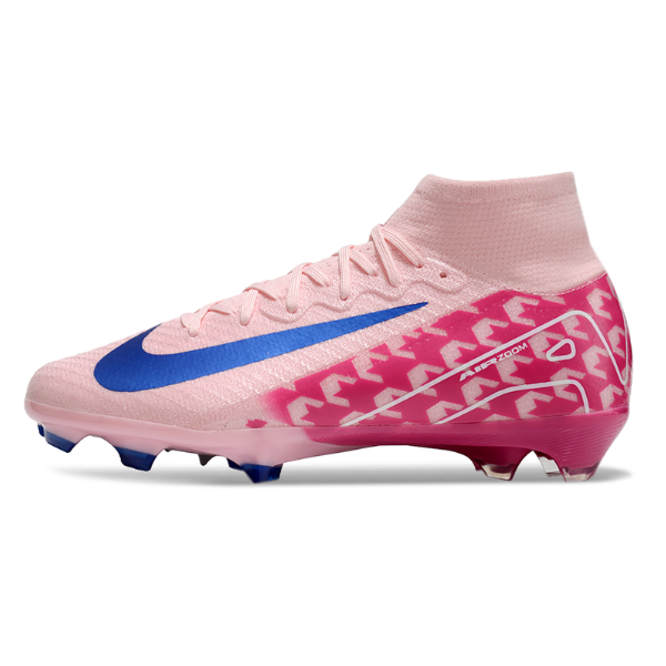 Botas de fútbol Nike Air Zoom Mercurial Superfly 10 Elite para niños, color rosa y azul, para terreno firme FG
