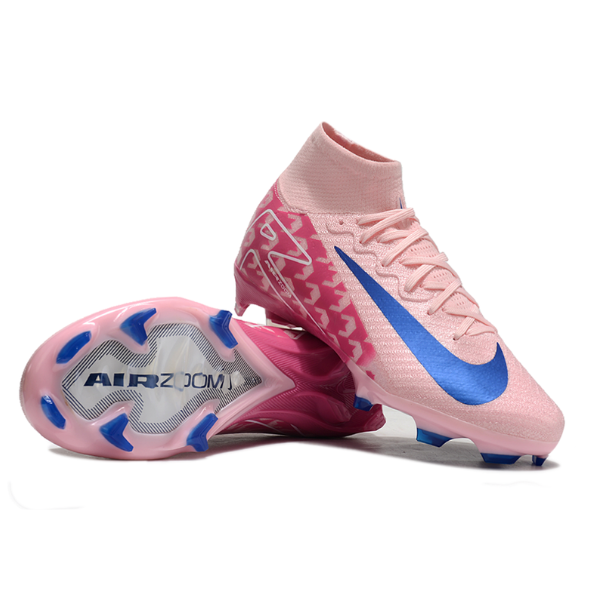 Botas de fútbol Nike Air Zoom Mercurial Superfly 10 Elite para niños, color rosa y azul, para terreno firme FG