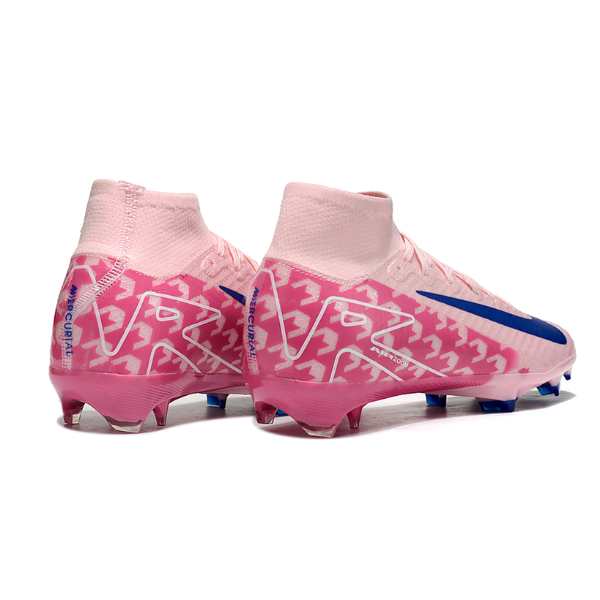 Botas de fútbol Nike Air Zoom Mercurial Superfly 10 Elite para niños, color rosa y azul, para terreno firme FG