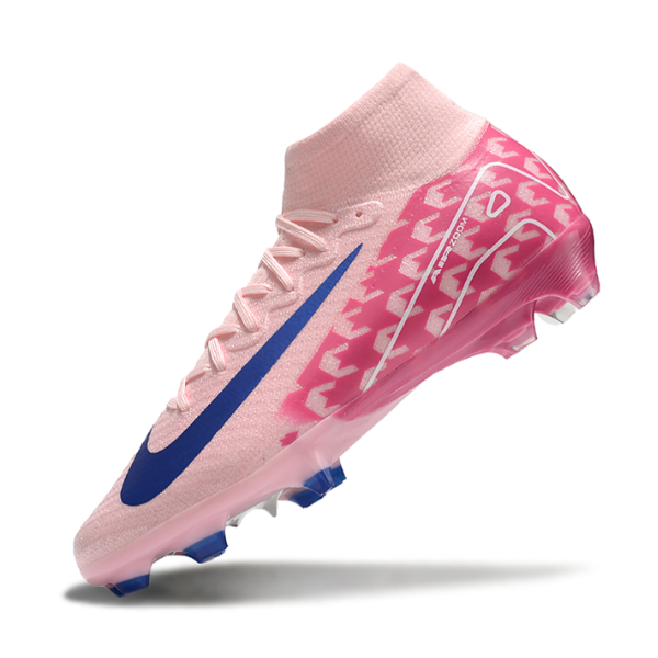 Botas de fútbol Nike Air Zoom Mercurial Superfly 10 Elite para niños, color rosa y azul, para terreno firme FG